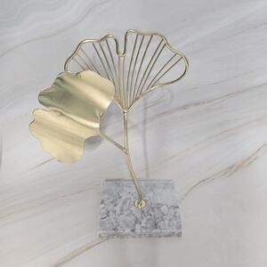 Gold Leaf Metal Sculpture on Marble Base
